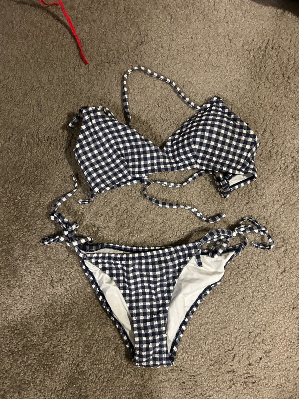 J. Crew Navy and White Gingham Bikini (both pieces included!)